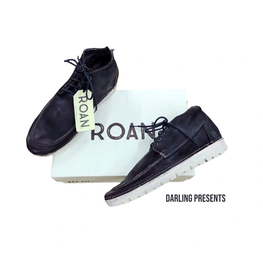 ROAN By Bedstü Tobias Oiled Suede White BFS Men Color Black Size 9.5